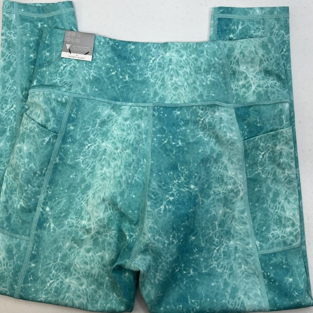NWT Victoria's Secret On Point Flow Athleisure Fitness Leggings Teal Size 14 - Picture 3 of 16